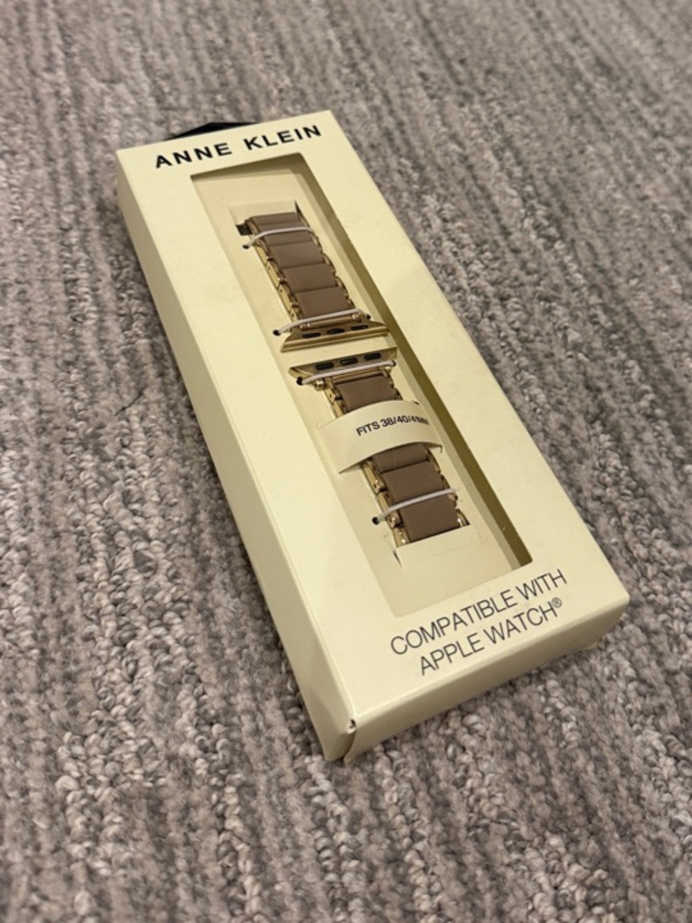 Anne Klein Taupe and Gold Apple Watch Band